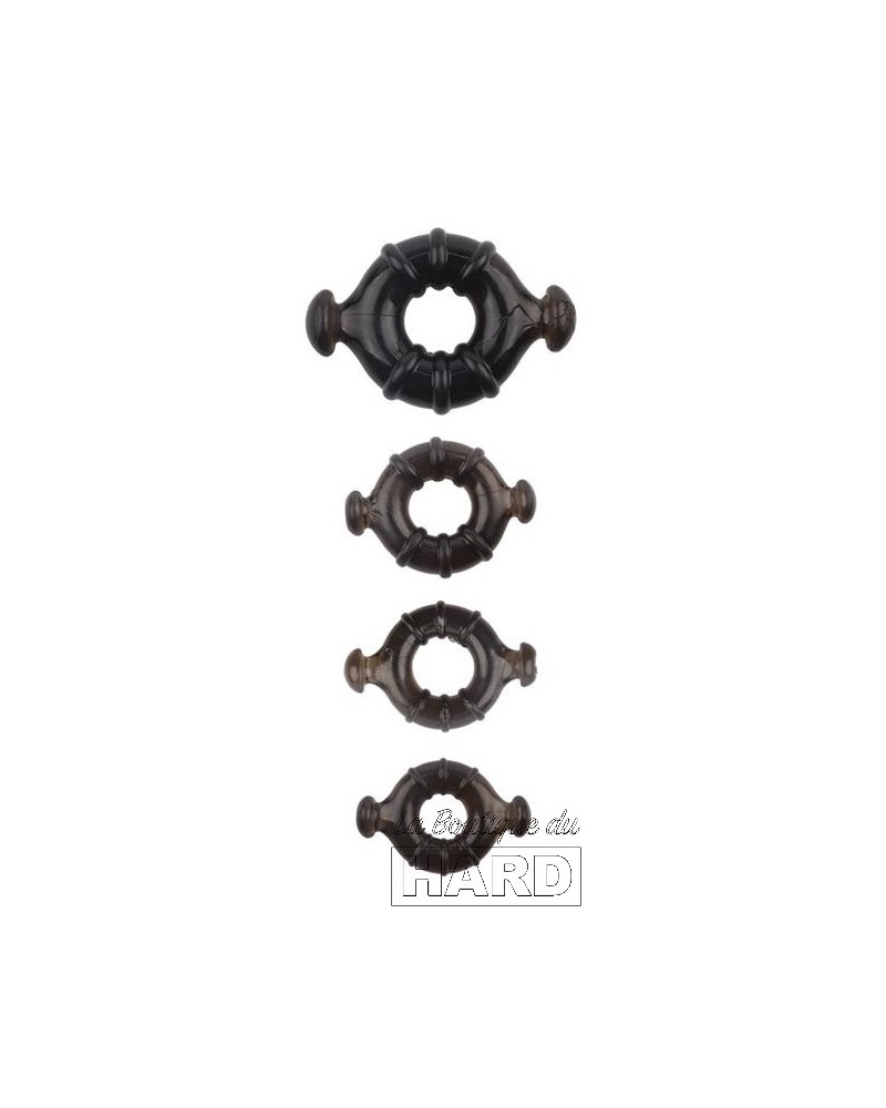 Lot de 4 cockrings Rudder Noirs pas cher