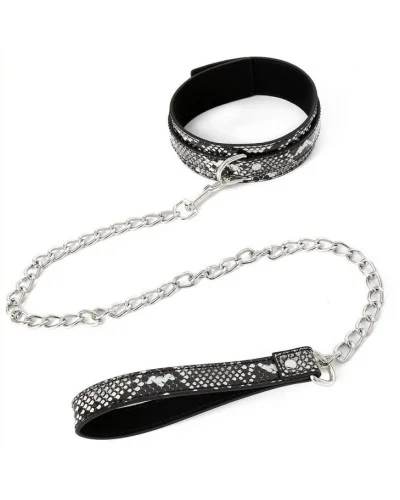 Collier-laisse Snakine Noir-Argent