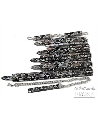 Kit Sm Snakine Collier et Menottes Noir-Argent