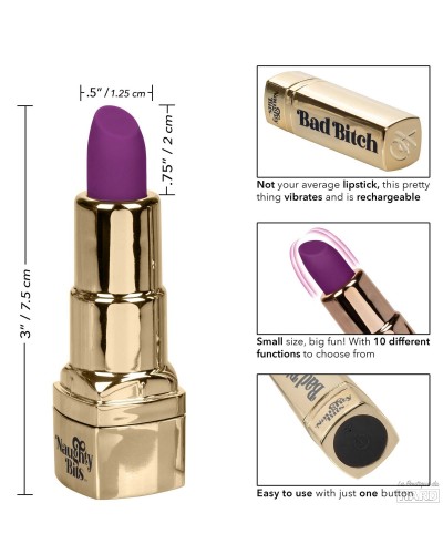 Vibro lipstick Bad Bitch 7.5cm Violet pas cher
