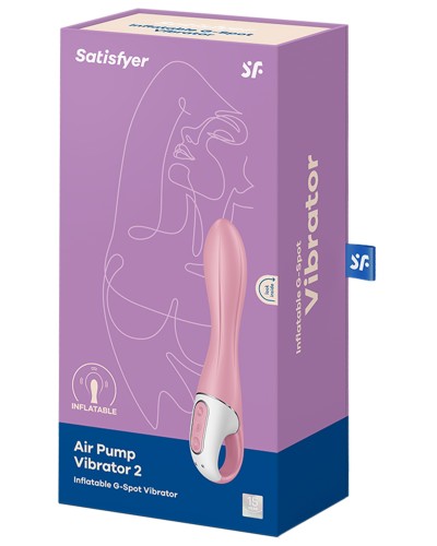 Vibro gonflable Air Pump Vibrator 2 Satisfyer 12 x 3.5cm Rose