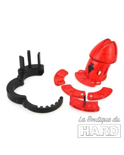 Cage de chasteté ajustable 10 x 3.5cm Rouge