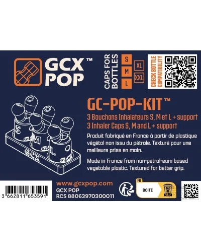 Kit de 3 Bouchons Inhalateur + support GC-POP S/M/L  sur la Boutique du Hard