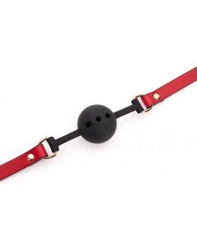 Bâillon Boule Liny Thin Noir-Rouge sur la Boutique du Hard