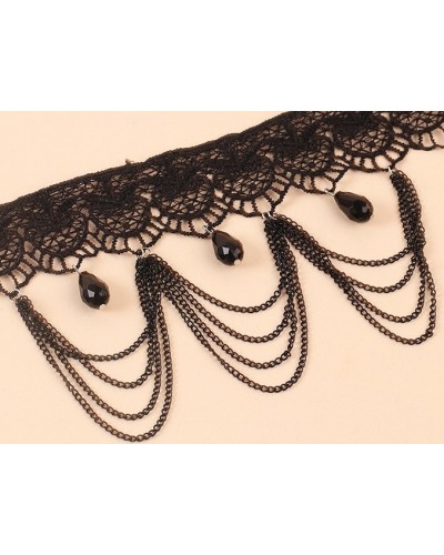 Ras de cou Triple Lace Noir sur la Boutique du Hard