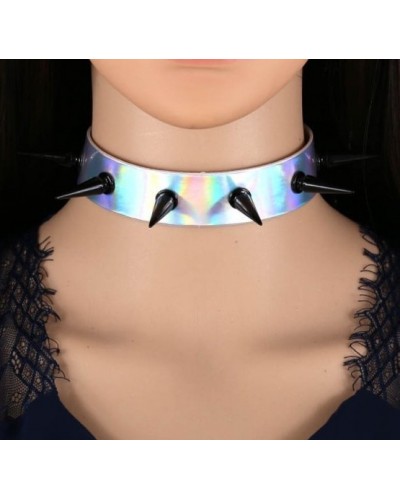 Collier à pointes Piky Laser Argenté sur la Boutique du Hard