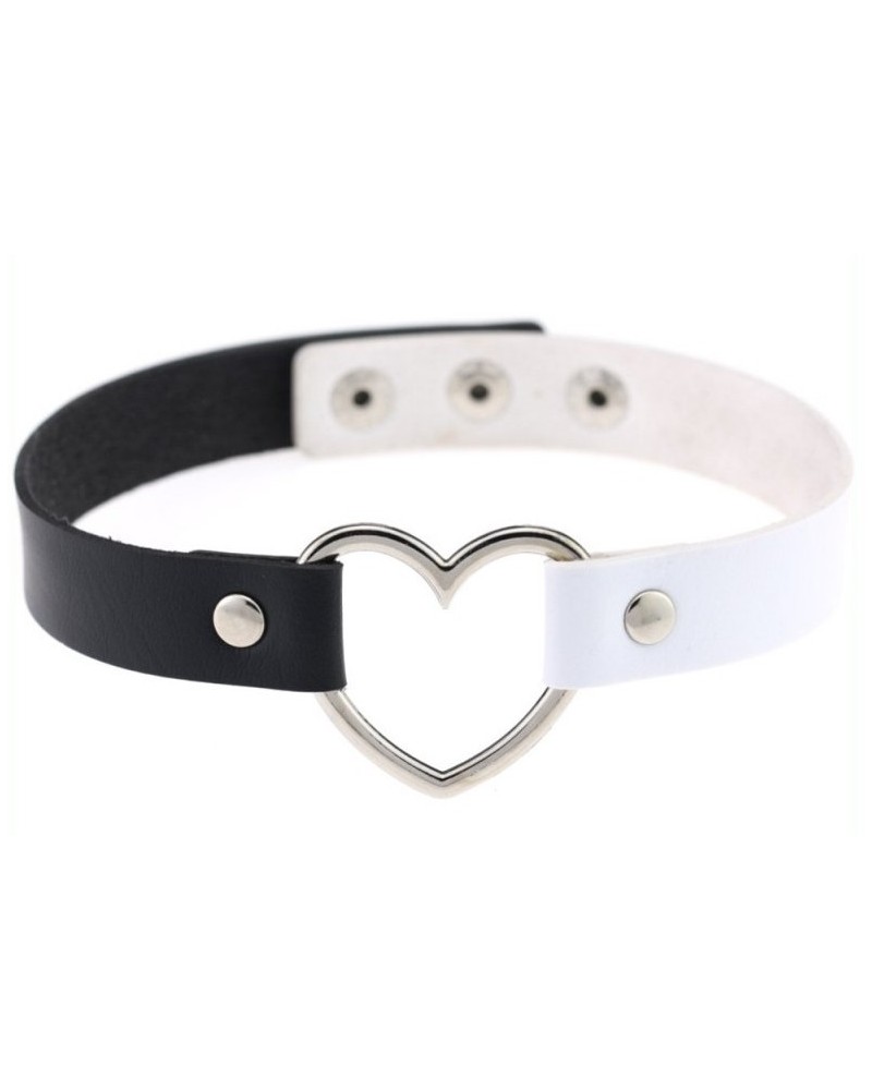 Ras de cou Heart Duo Blanc-Noir sur la Boutique du Hard