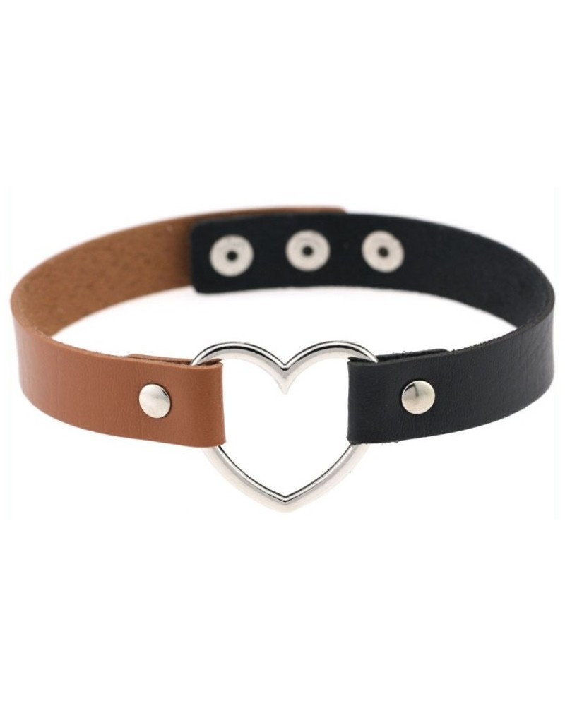 Ras de cou Bicolor Heart Noir-Marron sur la Boutique du Hard