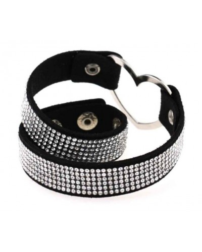 Ras de cou Heart Strass Noir sur la Boutique du Hard