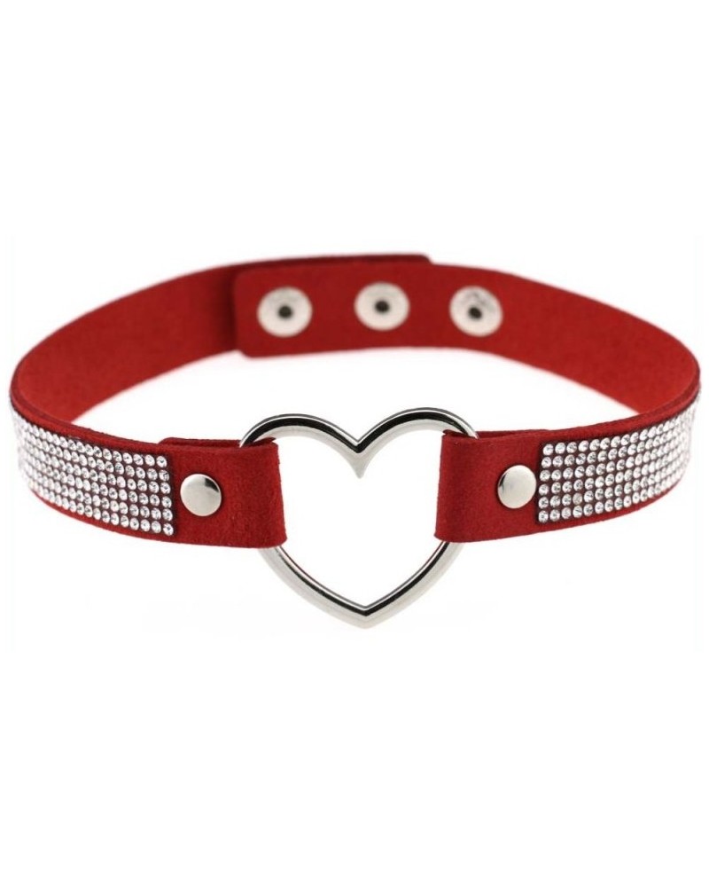 Ras de cou Heart Strass Rouge sur la Boutique du Hard