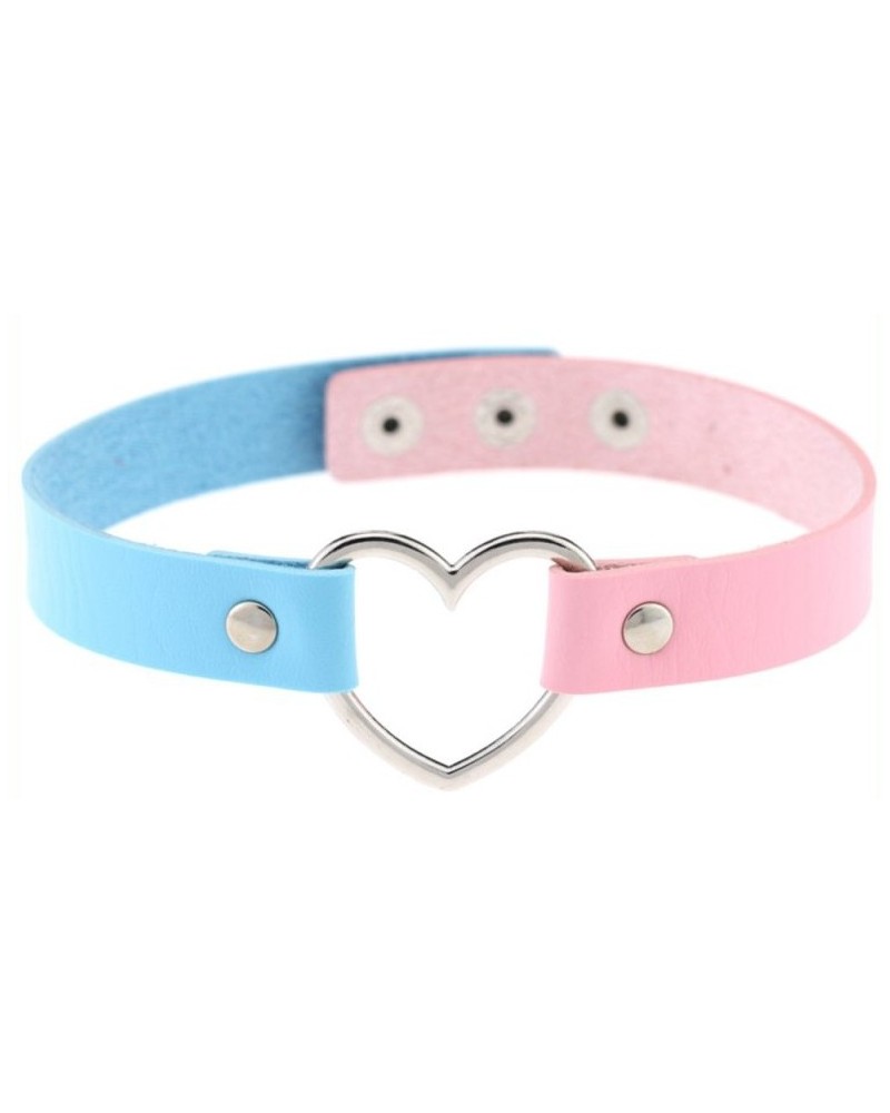 Ras de cou HEART DUO Bleu-Rose sur la Boutique du Hard