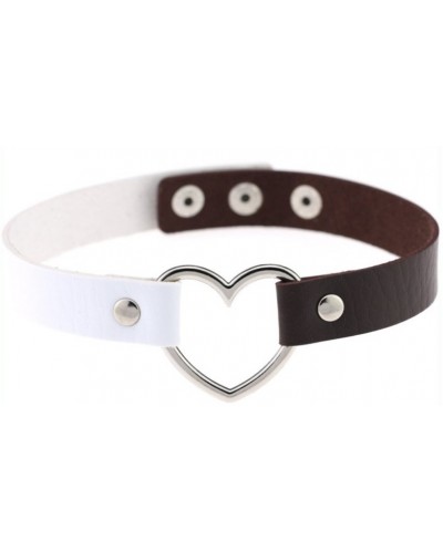 Ras de cou HEART DUO Blanc-Marron sur la Boutique du Hard