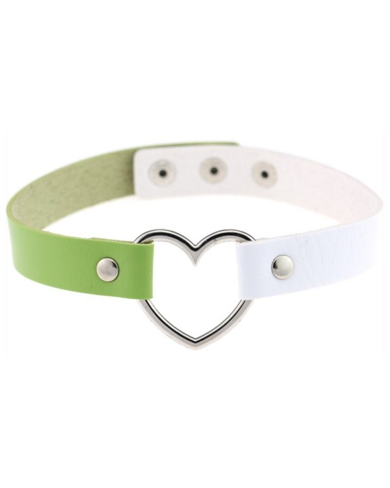 Ras de cou Heart Duo Blanc-Vert sur la Boutique du Hard