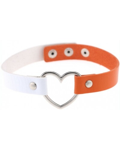 Ras de cou Heart Duo Blanc-Orange sur la Boutique du Hard