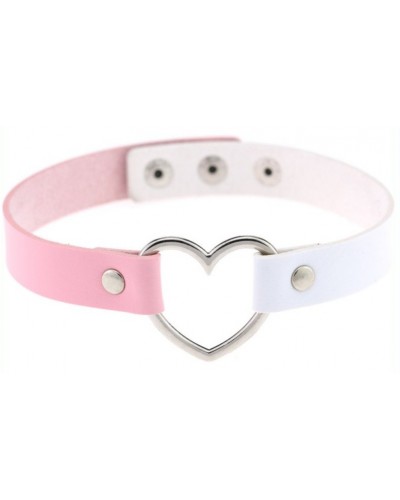 Ras de cou Heart Duo Blanc-Rose sur la Boutique du Hard