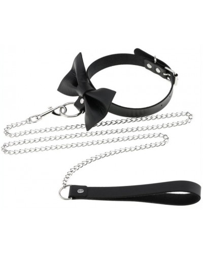 Collier Laisse Bowy Slave Noir sur la Boutique du Hard