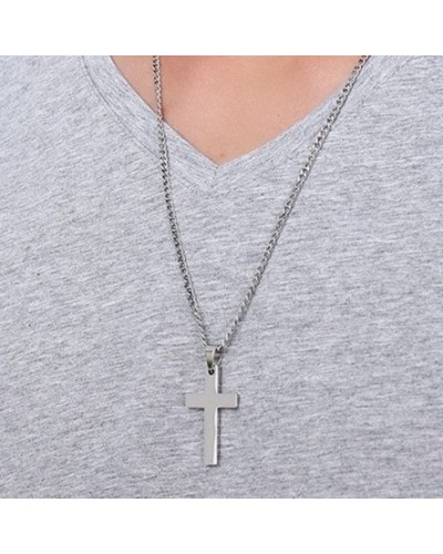 Pendentif Croix CROSS avec Chaine Argentée sur la Boutique du Hard