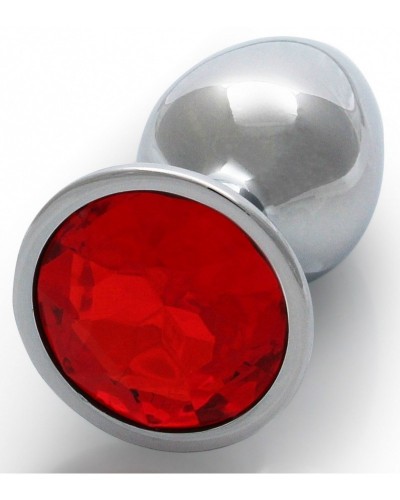 Bijou anal Round Gem S 6 x 2.6cm Argenté-Rouge sur la Boutique du Hard