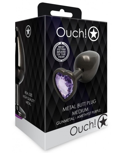 Bijou anal Heart Gem M 7 x 3.3cm Noir-Violet sur la Boutique du Hard