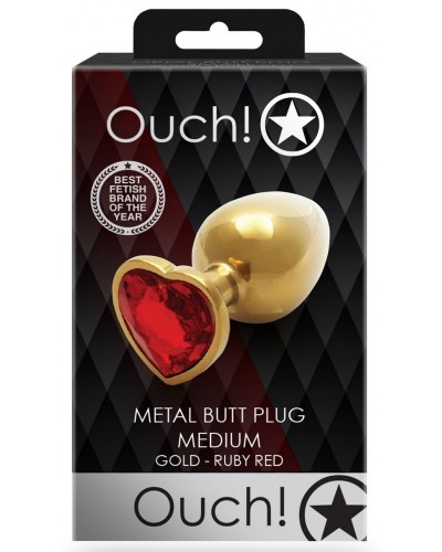 Bijou anal Heart Gem M 7 x 3.3cm Doré-Rouge sur la Boutique du Hard