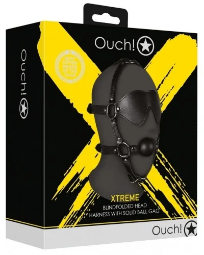 Bâillon Muselière avec Boule et Masque Gag Xtreme Noir sur la Boutique du Hard