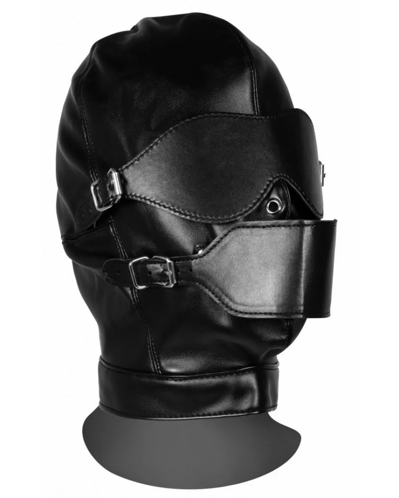 Cagoule avec Masque et Bâillon Blind Mask Gag Noire sur la Boutique du Hard