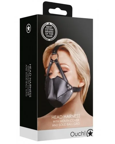 Muselière avec Bâillon Head Harness Noire sur la Boutique du Hard