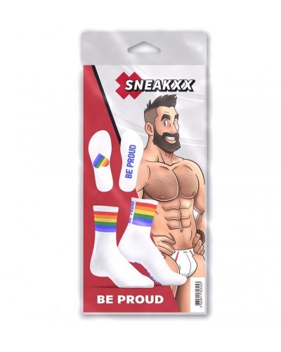 Chaussettes Rainbow Be Proud SneakXX sur la Boutique du Hard