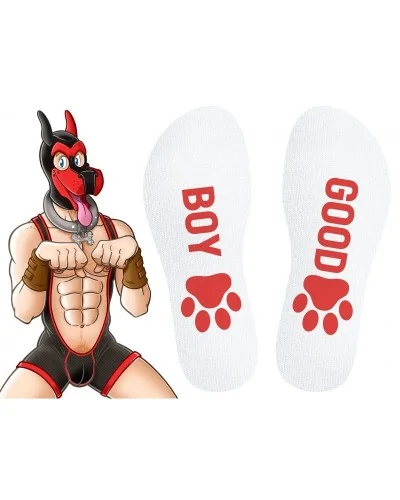 Chaussettes Good Boy Blanc-Rouge sur la Boutique du Hard