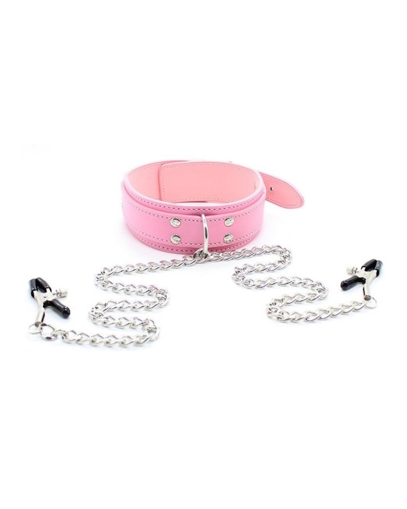 Collier avec Pinces pour tétons Nip Collar Rose sur la Boutique du Hard