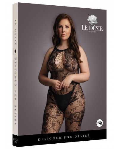 Combinaison ouverte Grande Taille Flora - Noir sur la Boutique du Hard