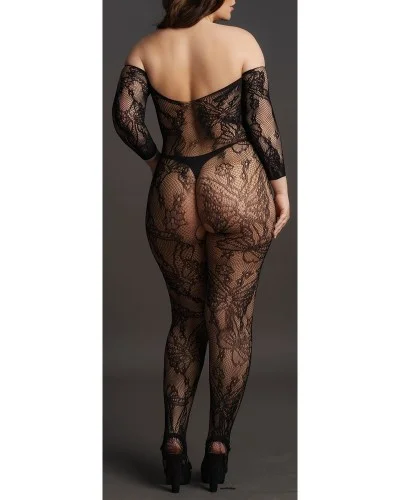 Combinaison ouverte Grande Taille LACE SLEEVED - Noir sur la Boutique du Hard