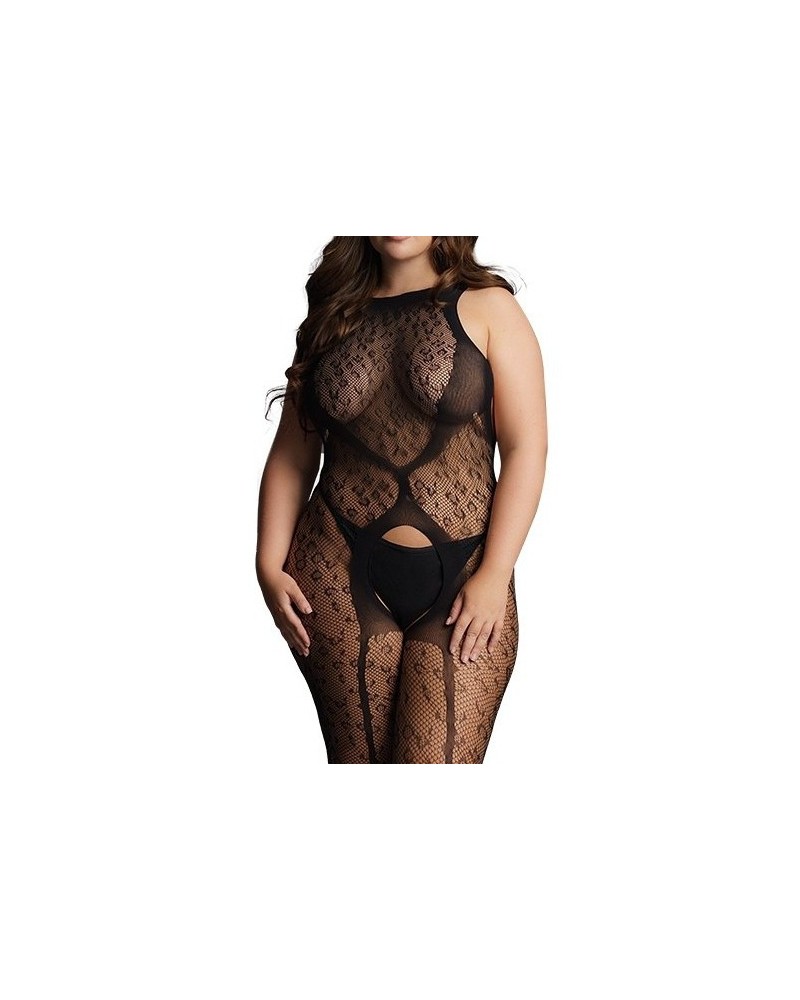 Combinaison CROTCHLESS LEOPARD Noire sur la Boutique du Hard