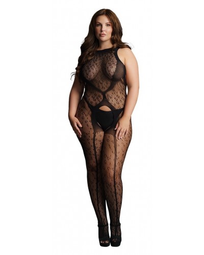 Combinaison CROTCHLESS LEOPARD Noire sur la Boutique du Hard