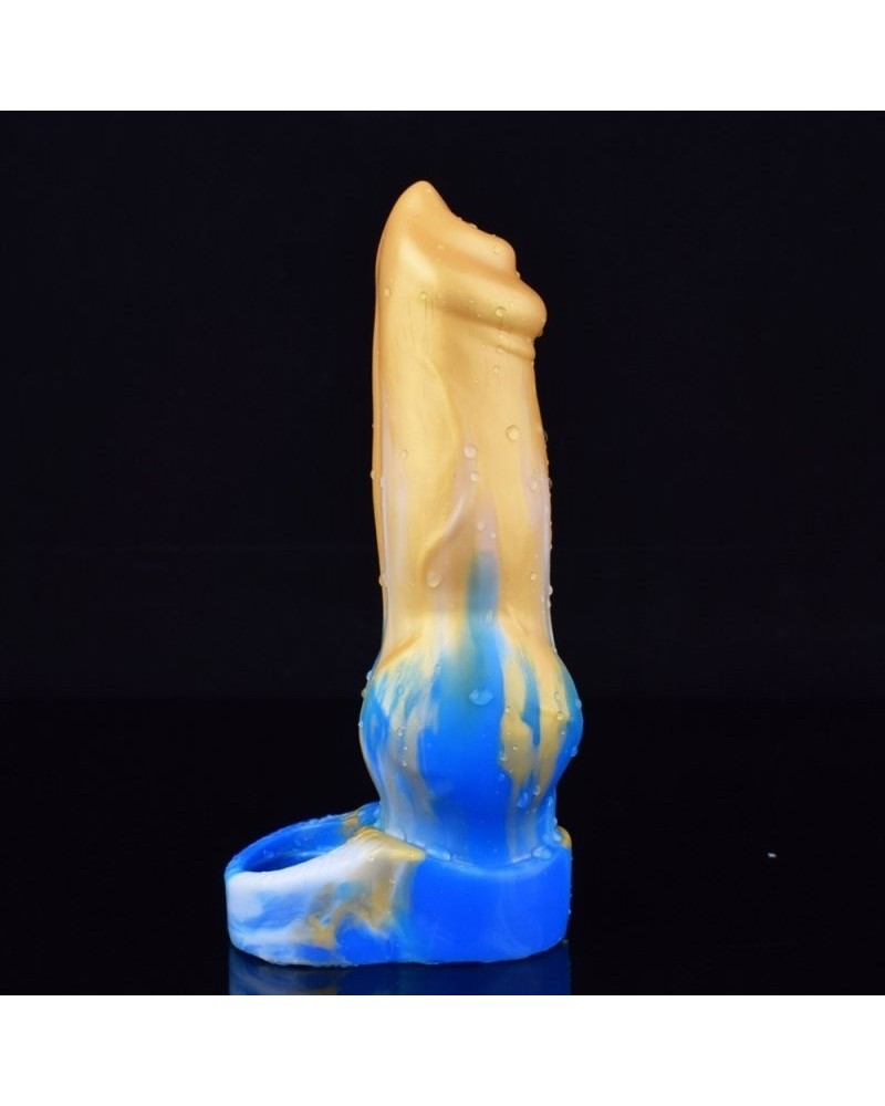 Gaine de pénis Dog Yorky 17 x 6cm Bleu-Jaune sur la Boutique du Hard