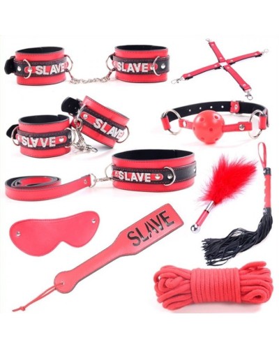 Kit Slave 10 pieces noir-Rouge pas cher