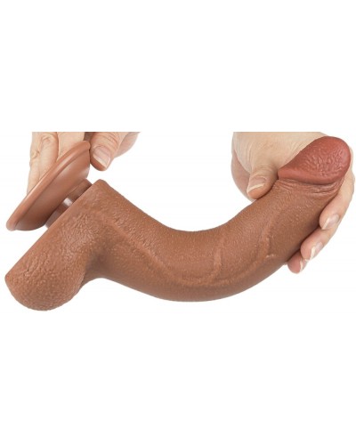 Gode avec Bourses Sliding Skin 17 x 4cm Marron sur la Boutique du Hard