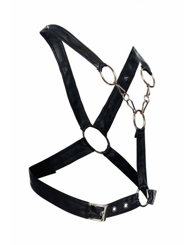 Harnais Cross Chain Dngeon Noir sur la Boutique du Hard