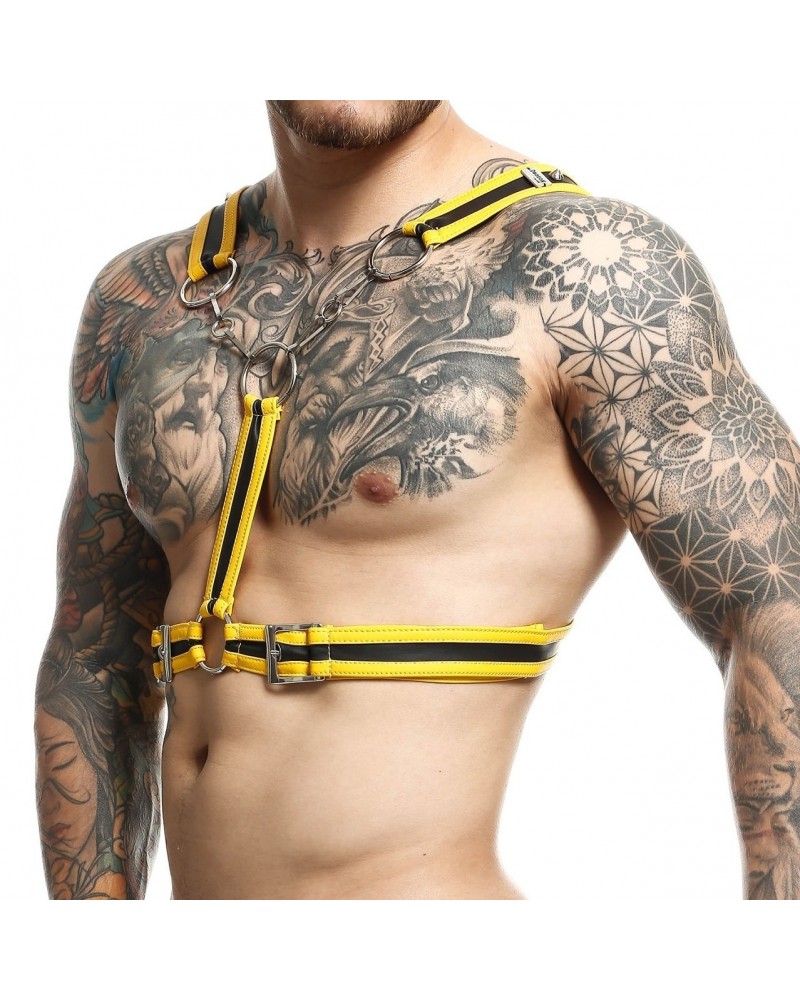 Harnais Cross Chain Dngeon Noir-Jaune sur la Boutique du Hard