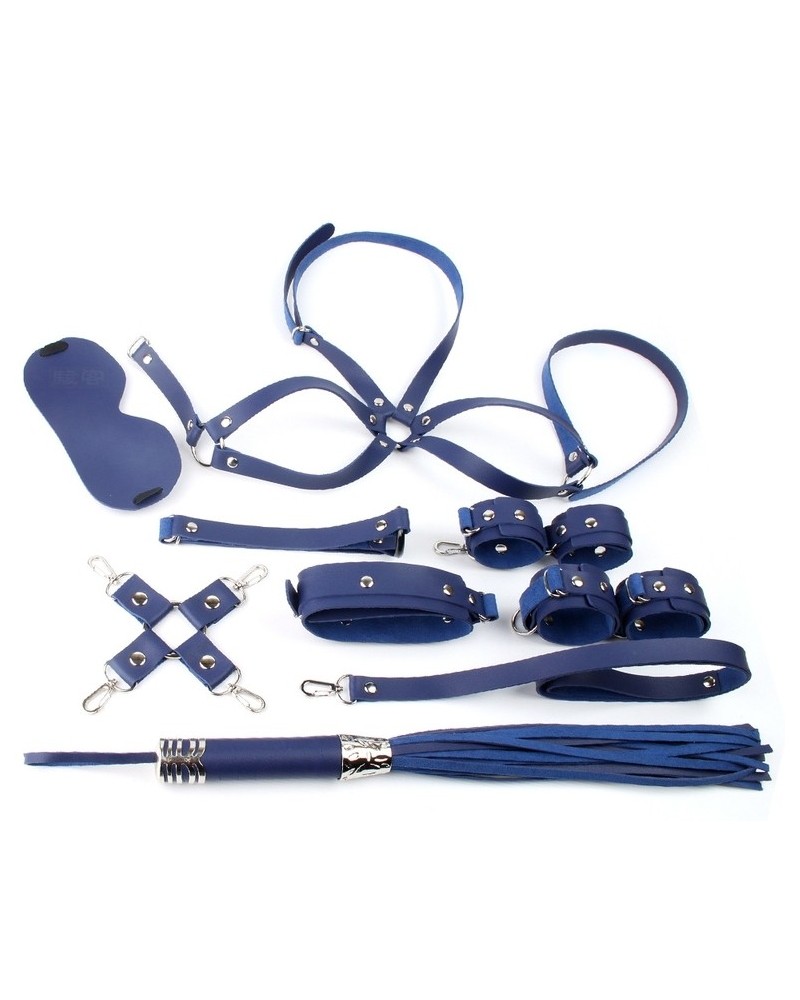 Coffret Bondage Sm Obedience 10 Pièces Bleu sur la Boutique du Hard