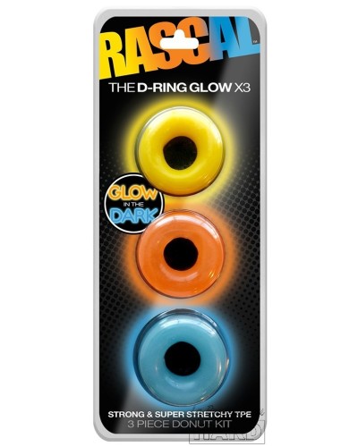 Lot de 3 Cockrings colorEs D-Ring Glow pas cher