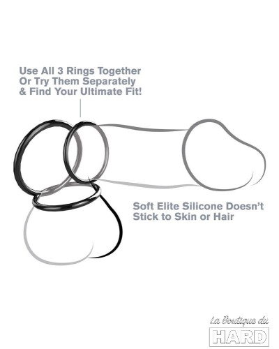 Lot de 3 cockrings Silicone C-Ringz pas cher