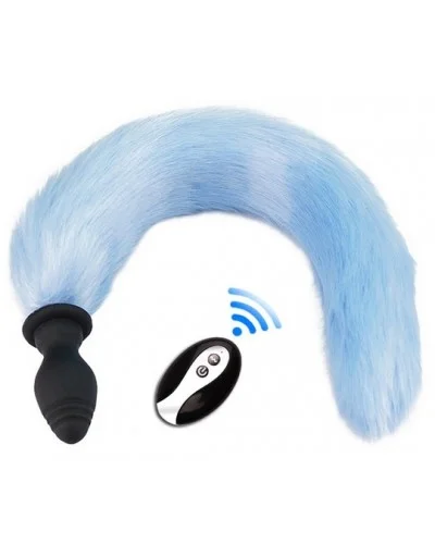 Plug Queue vibrant Fox Tail Vibe 6.5 x 3.2cm Queue 40cm Bleue sur la Boutique du Hard