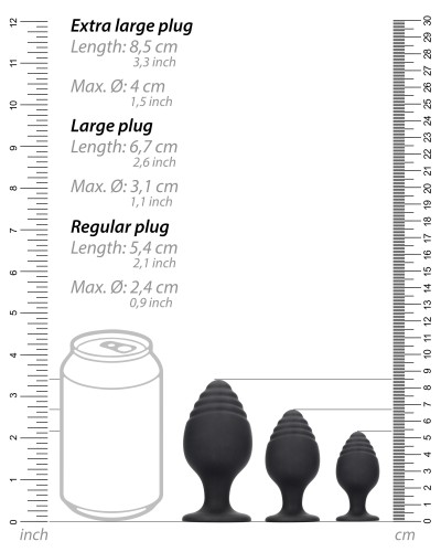 Lot de 3 Plugs Rippled Silicone pas cher