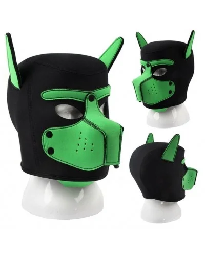 Masque Puppy néoprène Dog On Noir-Vert sur la Boutique du Hard