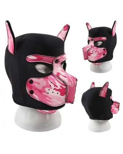 Masque Puppy Néoprène Dog On Noir-Camouflage Rose sur la Boutique du Hard