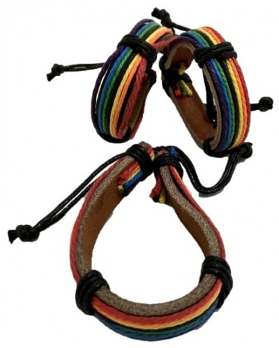 Bracelet Cuir et Fils Rainbow sur la Boutique du Hard