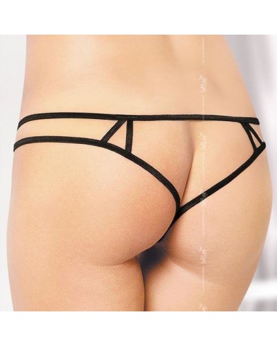 Tanga ouvert  BEGNINA - Noir et rose sur la Boutique du Hard