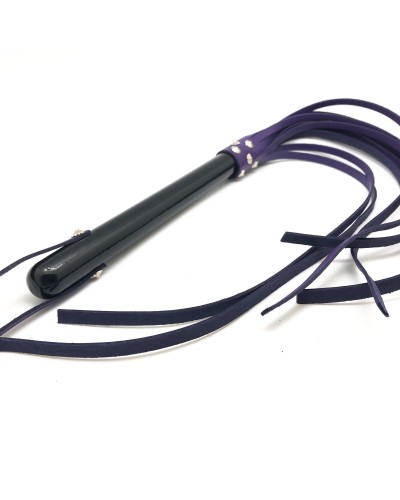 Martinet Long Lanieres en cuir et Manche en bois 80cm Violet-Noir pas cher