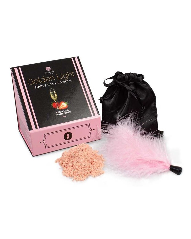 Poudre corporelle comestible Golden Light Vin pétillant à la Fraise 40g sextoys et accessoires sur La Boutique du Hard